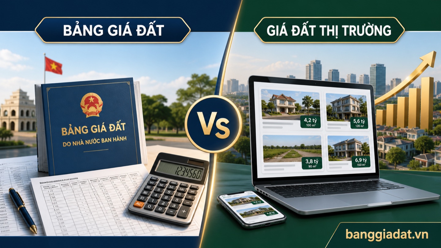 So sánh bảng giá đất và giá thị trường
